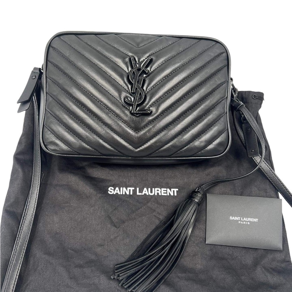 YSL Saint Laurent Lou Quilted Black Calfskin Leather Camera Bag 100% Authentic✅